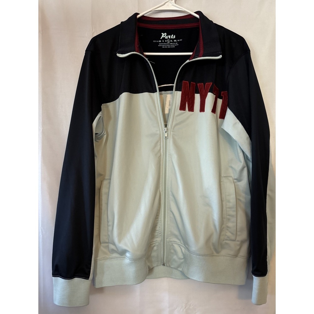 Parts by Machine Clothing Co. Track Jacket NY 71 Cooper Village Black Lt Blue L